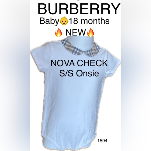 🔥NWOT🔥BURBERRY NOVA CHECK Baby/Toddler S/S White Onsie👶18 months/2T🔥Unisex - Picture 11 of 12